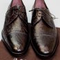 A. TESTONI SHOES $1190 DK BROWN OSTRICH SKIN HANDMADE CAPTOE DERBY 9.5 42.5 NEW