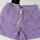 KITON SWIMSUIT $425 PURPLE/WHITE CHECK LOGO COUTURE BEACHWEAR TRUNK L 52e NEW