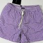 KITON SWIMSUIT $425 PURPLE/WHITE CHECK LOGO COUTURE BEACHWEAR TRUNK L 52e NEW