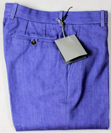 TOM FORD PANTS $1030 VIOLET BLUE COTTON TWILL BLEND FF 4-PKT SLACKS 34 50 NEW