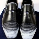 PRADA SHOES $850 BLACK CALF DISTRESSBLEACHED CAPTOE STITCHED LOAFER 11 44 NEW
