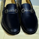 SALVATORE FERRAGAMO SHOES $640 NAVY LOGO GANCINI ORNAMENT LOAFER 10.5EE 43.5 NEW