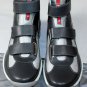 PRADA SPORT SHOES $490 SLATE GRAY/MESH LOGO STRIPED HI-TOP TRAINER 8 41e NEW