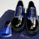 PRADA SHOES $850 BLACK/BLUE TOE ORNAMENT LOGO LEVITATE SOLE OXFORD 6.5 39 NEW