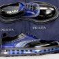 PRADA SHOES $850 BLACK/BLUE TOE ORNAMENT LOGO LEVITATE SOLE OXFORD 6.5 39 NEW