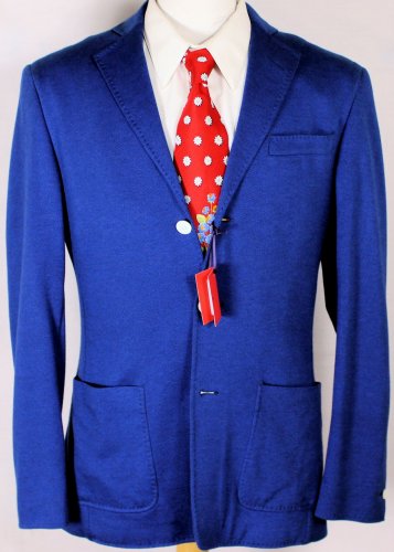 ISAIA JACKET $1195 BLUE 3-BTN COTTON/CASHMERE LIGHT SPORT COAT MED 50e NEW