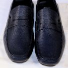 SALVATORE FERRAGAMO SHOES $545 NAVY LOGO EMBOSS PENNY VAMP DRIVER 8.5 41.5e NEW