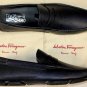 SALVATORE FERRAGAMO SHOES $545 NAVY LOGO EMBOSS PENNY VAMP DRIVER 8.5 41.5e NEW