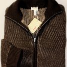 BRIONI SWEATER $1850 DK BROWN KNIT 100%CASHMERE 8-PLY DUAL ZIP BOMBER M 50 NEW