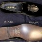 PRADA SHOES $855 BLACK VELVET LOGO CREST ORNAMENTED SMOKING LOAFERS 9.5 42.5 NEW