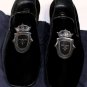 PRADA SHOES $855 BLACK VELVET LOGO CREST ORNAMENTED SMOKING LOAFERS 9.5 42.5 NEW