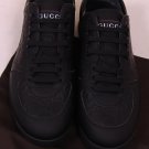 GUCCI SHOES $525 BLACK LOGO GUCCISSIMA EMBELLISHED LOW PROFILE TRAINER 8 41e NEW