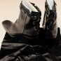 YVES SAINT LAURENT $1295 BLACK CALF BACK LACE BUCKLED CUBAN HEEL BOOT 11 44 NEW