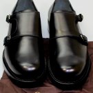 GUCCI SHOES $990 BLACK BRUSHED CALF GOODYEAR WELT STACK SOLE MONKSTRAP 13 46 NEW