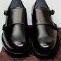 GUCCI SHOES $990 BLACK BRUSHED CALF GOODYEAR WELT STACK SOLE MONKSTRAP 13 46 NEW