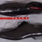 PRADA SPORT SHOES $545 BLACK ICONIC LOGO SOLE LACE UP OLD NATURAL 9.5 42.5e NEW