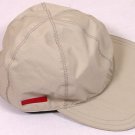 PRADA HAT $295 KHAKI PRADA LOGO SIDE STRIP ORNAMENTED TECHNO BALL CAP MED NEW