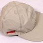 PRADA HAT $295 KHAKI PRADA LOGO SIDE STRIP ORNAMENTED TECHNO BALL CAP MED NEW