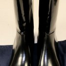 PRADA SHOES $1265 BLACK STACKED HEEL SIDE ZIP POLISHED CALF BOOTS 11 44 NEW