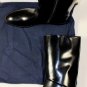 PRADA SHOES $1265 BLACK STACKED HEEL SIDE ZIP POLISHED CALF BOOTS 11 44 NEW