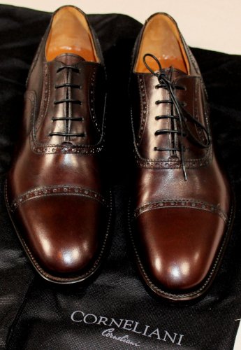 CORNELIANI SHOES $695 DARK BROWN CAPTOE OXFORD HANDMADE DRESS SHOES 10 43e NEW