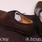 A. TESTONI SHOES $1090 BROWN CALF TOE ORNAMENTED CAPTOE HANDMADE DERBY 9 42 NEW