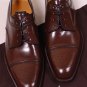 A. TESTONI SHOES $1090 BROWN CALF TOE ORNAMENTED CAPTOE HANDMADE DERBY 9 42 NEW