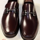 SALVATORE FERRAGAMO SHOES $560 OXBLOOD LOGO GANCINI ORNAMENT LOAFER 7.5 40.5 NEW