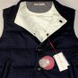 LUCIANO BARBERA VEST $980 NAVY WOOL QUILTED GOOSE DOWN 6-BTN GILET XXL 56e NEW