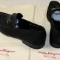 SALVATORE FERRAGAMO SHOES $565 BLACK LOGO GANCINI VAMP LOAFERS 10.5 43.5e NEW