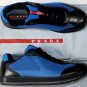 PRADA SPORT SHOES $450 BLACK/BLUE CALFSKIN/MESH SAILING TRAINERS 8.5 41.5e NEW