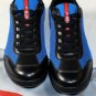 PRADA SPORT SHOES $450 BLACK/BLUE CALFSKIN/MESH SAILING TRAINERS 8.5 41.5e NEW