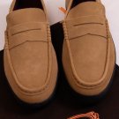 TOD'S SHOES $540 BROWN LOGO VAMP SUEDE PEBBLE SOLE CITY LOAFER 10.5 43.5e NEW