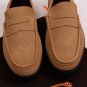 TOD'S SHOES $540 BROWN LOGO VAMP SUEDE PEBBLE SOLE CITY LOAFER 10.5 43.5e NEW