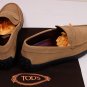 TOD'S SHOES $540 BROWN LOGO VAMP SUEDE PEBBLE SOLE CITY LOAFER 10.5 43.5e NEW