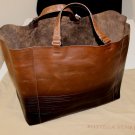 BOTTEGA VENETA EDOARDO BAG $2850 DK BROWN CALFSKIN STRIPED DEGRADE TOTE BAG NEW
