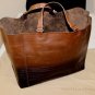 BOTTEGA VENETA EDOARDO BAG $2850 DK BROWN CALFSKIN STRIPED DEGRADE TOTE BAG NEW