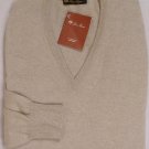 LORO PIANA SWEATER $1080 MALT BROWN 100%CASHMERE V-NECK JUMPER XXL 56 NEW