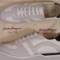 SALVATORE FERRAGAMO SHOES $465 WHITE/BLACK LOGO DRAGON TRAINERS 11.5 44.5e NEW