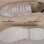 SALVATORE FERRAGAMO SHOES $465 WHITE/BLACK LOGO DRAGON TRAINERS 11.5 44.5e NEW