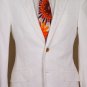 ETRO COAT $1645 WHITE w/SATIN TRIM 2-BTN LOGO COTTON DINNER JACKET 40R 50e NEW