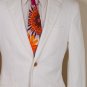 ETRO COAT $1645 WHITE w/SATIN TRIM 2-BTN LOGO COTTON DINNER JACKET 40R 50e NEW