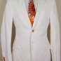 ETRO COAT $1645 WHITE w/SATIN TRIM 2-BTN LOGO COTTON DINNER JACKET 40R 50e NEW