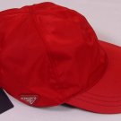 PRADA HAT $385 RED PRADA LOGO CREST SIDE ORNAMENTED TECHNO BALL CAP XL NEW