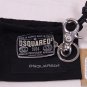 DSQUARED2 KEYCHAIN $225 BLACK/NICKLE LOGO PLATE WORLD CRUISIN' KEYCHAIN NEW