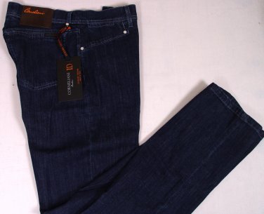 CORNELIANI JEANS $395 LOGO DARK WASH STRAIGHT LEG RELAXED FIT DENIM 44 60e NEW