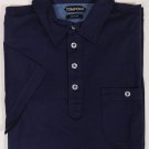 TOM FORD POLO $595 NAVY/BLUE ACCENTED 4-BTN COTTON COUTURE POLO SM 48e NEW