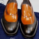 PRADA SHOES $1090 BLACK/TAUPE SPAZZOLATO RUBBER DIPPED LOAFER 10 43e NEW