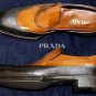 PRADA SHOES $1090 BLACK/TAUPE SPAZZOLATO RUBBER DIPPED LOAFER 10 43e NEW