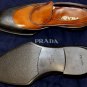 PRADA SHOES $1090 BLACK/TAUPE SPAZZOLATO RUBBER DIPPED LOAFER 10 43e NEW